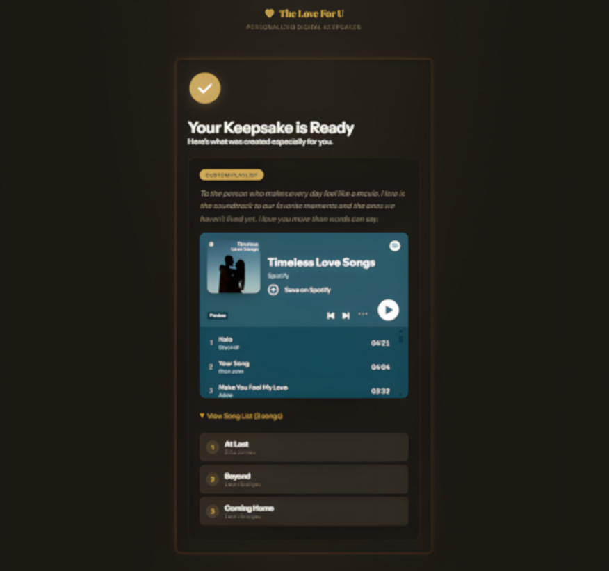 Custom Playlist + Message Card